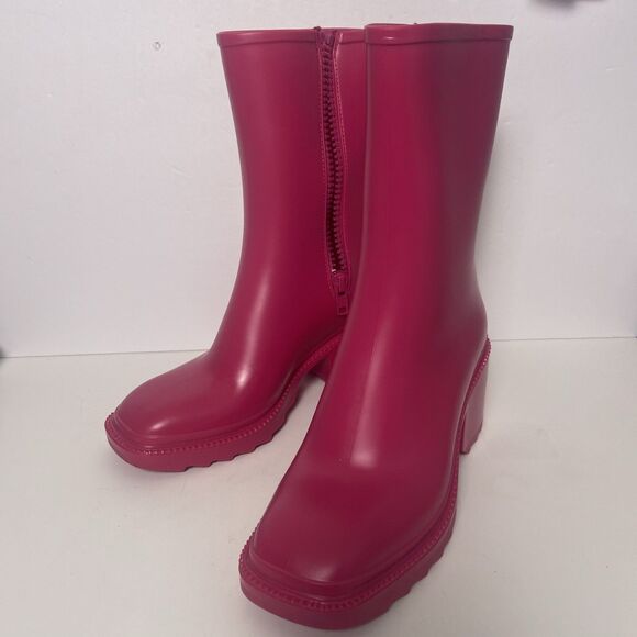 INC International Concepts Pink Square Toe Block Heel Rain Boots Size 10 NWOB - Picture 1 of 12
